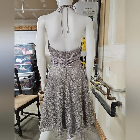 Betsy & Adam Fit & Flare Light Gray Knee Length Party Dress Size 8 - Picture 3 of 12